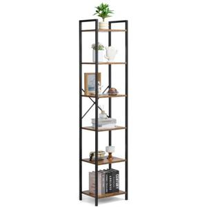 VEVOR Rustieke Boekenkast Staande Plank Opbergrek Metaal 6 Niveaus 30x40x187cm