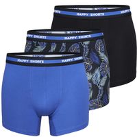 Happy Shorts Happy Shorts 3-Pack Boxershorts Heren Hawaii Zwart/Blauw