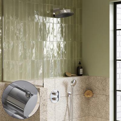 Regendouche set SaniClear Evolution Stripes | 30 cm | Incl.Inbouwdeel | 2 standen handdouche | Chroom