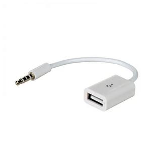 Akyga USB-naar-AUX-adapter 15cm - USB-A Vrouwelijk/3,5mm Mannelijk - Wit