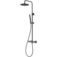 Thermostatische Regendoucheset 20cm - Ronde Hoofddouche & Staafhanddouche - Gunmetal Grijs