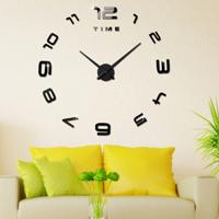Slaapkamer thuiskantoor decoratie moderne frameless groot aantal DIY 3D spiegel muur sticker stille klok grootte: 100 * 100cm (zwart)