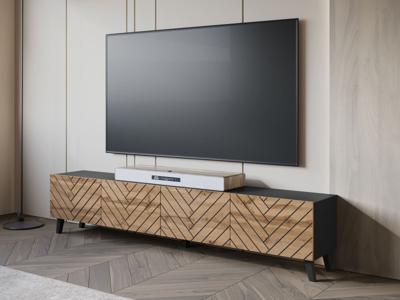 Tv-meubel FUKETTE 4 klapdeuren 190 cm grafiet/wotan eik