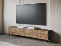 Tv-meubel FUKETTE 4 klapdeuren 190 cm grafiet/wotan eik
