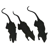 Nep ratten 6 cm - zwart - 3x stuks - Horror/griezel thema decoratie dieren - thumbnail