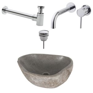Waskomset Lombok Chroom (Incl kraan afvoer en waste)