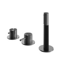 Hotbath Archie Badrandcombinatie Één Hendel Mengkraan zonder Uitloop met 2-Weg Omstel BGP - Antraciet