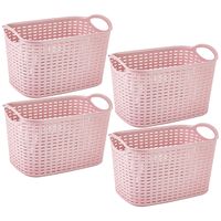 Opbergmand/kastmandje - 4x stuks - 6,4 liter - roze - kunststof - 19 x 29 x 18 cm