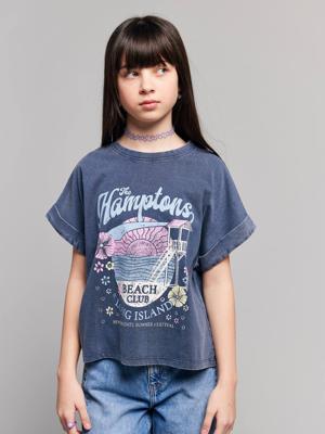 T-shirt met korte mouwen voor meisjes marineblauw