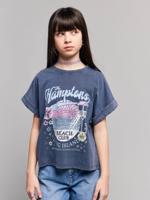 T-shirt met korte mouwen voor meisjes marineblauw