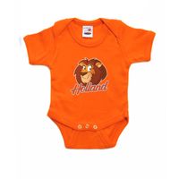 Holland met cartoon leeuw oranje romper EK/ WK supporter voor babys - thumbnail