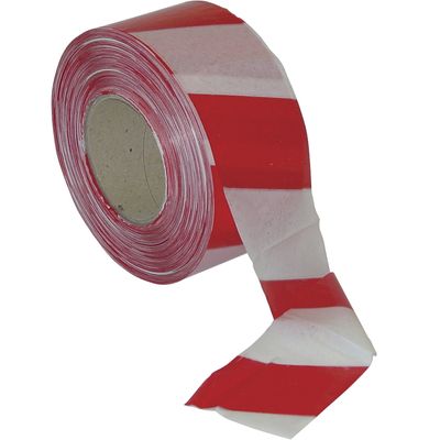 1x Afzetlinten/markeerlinten rood/wit gestreept 500 meter kunststof