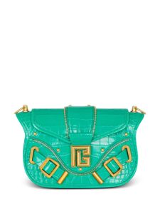 Balmain Blaze crocodile-effect shoulder bag - Vert