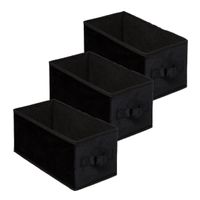 Set van 3x stuks opbergmand/kastmand 7 liter zwart polyester 31 x 15 x 15 cm