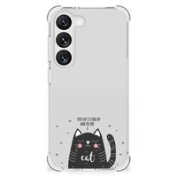 Samsung Galaxy S23 Stevig Bumper Hoesje Cat Good Day - thumbnail