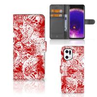Telefoonhoesje met Naam OPPO Find X5 Pro Angel Skull Rood | Portemonnee hoesje