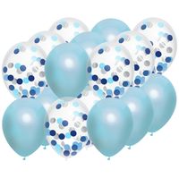 Feestversiering blauw-mix thema ballonnen 18x stuks 30 cm - thumbnail