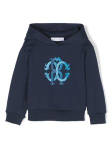 Roberto Cavalli Junior hoodie à logo brodé - Bleu