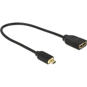 Delock 65687 HDMI-kabel HDMI Aansluitkabel HDMI-A-bus, HDMI-micro-D-stekker 0.23 m Zwart Vergulde steekcontacten, 4K UHD