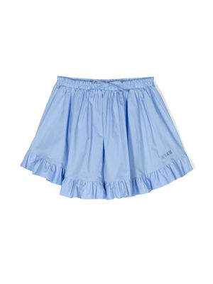 MSGM Kids jupe à logo brodé - Bleu