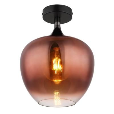 Globo Zwarte plafondlampMaxy met rood glas Ø 24cm - 15548DG