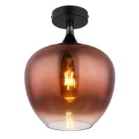 Globo Zwarte plafondlampMaxy met rood glas Ø 24cm - 15548DG
