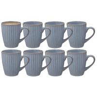 Koffiemokken Rome - 8x stuks - Keramiek - blauw - 380 ml - 9 x 11 cm - old stone look Koffiemokken Rome - 8x stuks - Keramiek - blauw - 380 ml - 9 x 11 cm - old stone look