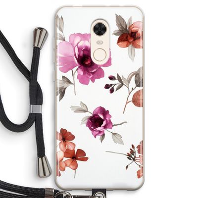 Geschilderde bloemen: Xiaomi Redmi 5 Transparant Hoesje met koord
