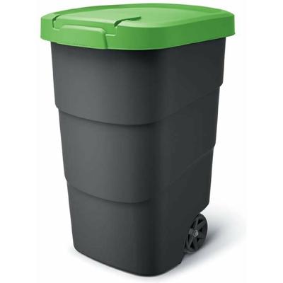 Afvalcontainer/rolemmer Wheeler - groen - 110 liter - 54 x 50 x 85 cm - huis/tuin afval scheiden