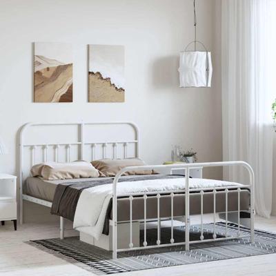 Bedframe met hoofd- en voeteneinde metaal wit 150x200 cm