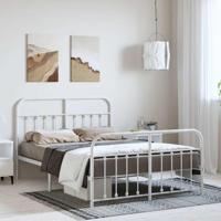 Bedframe met hoofd- en voeteneinde metaal wit 150x200 cm