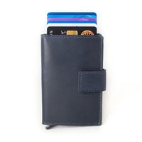 Figuretta Leren Cardprotector RFID Compact Creditcardhouder Blauw - thumbnail