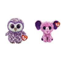 Ty - Knuffel - Beanie Boo's - Moonlight Owl & Eva Elephant