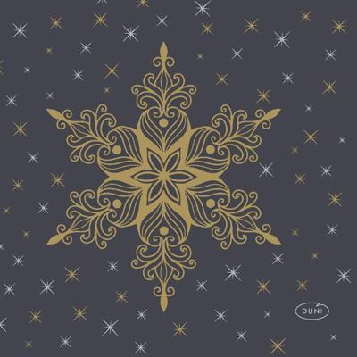 Duni servetten snowstars black 24x24cm