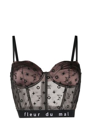 Fleur Du Mal haut-bustier à motif monogrammé brodé - Marron