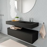Mondiaz Alan badmeubel 120 cm urban 1 lade vrijhangend wastafel rechts 1 kraangat zwart