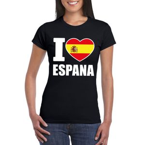 Zwart I love Spanje fan shirt dames