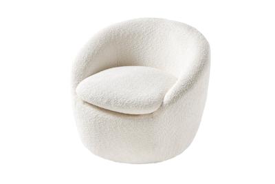 Fauteuil BABYLON 360Â° draaibaar boucle wit - 43531
