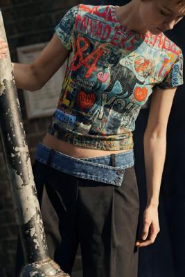 Bedrukte T-shirt katten - RED - S