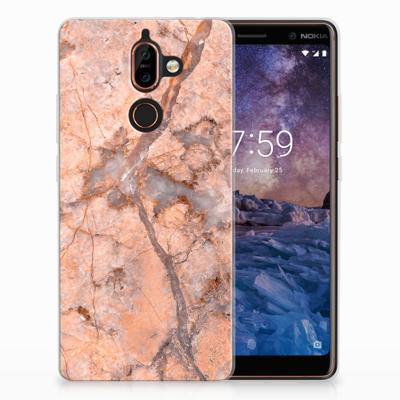 Nokia 7 Plus | TPU | Siliconen hoesje | Marmer Oranje