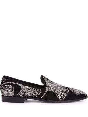 Giuseppe Zanotti mocassins Jareth à ornements en cristal - Noir