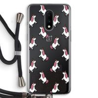 Eenhoorns overal: OnePlus 7 Transparant Hoesje met koord