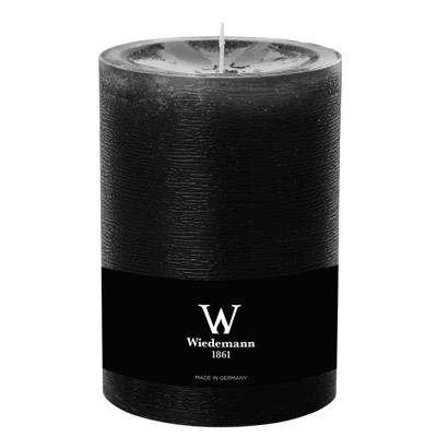 Cilinderkaars/stompkaars groot - rustieke kaars - zwart - 10 x 14 cm - 100 branduren