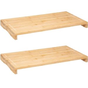 2x Stuks grote snijplank/serveerplank op pootjes rechthoek 52 x 28 cm van bamboe hout