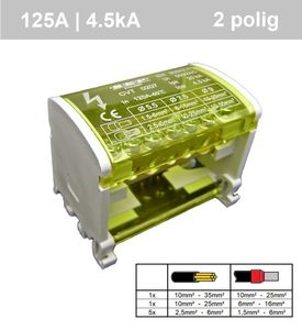 SEP 2 polig verdeelset 125A (2p, 7x aansl)