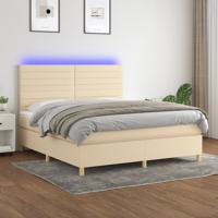 Boxspring met matras en LED stof crèmekleurig 160x200 cm