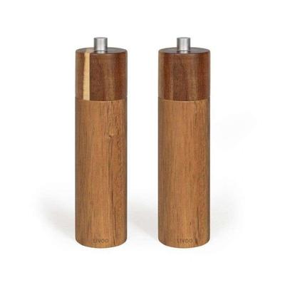 Set van 2 handmatige zout- en pepermolens - LIVOO - MEN425 - 40 ml - Acaciahout - Keramische molen - Verstelbare maalgraad