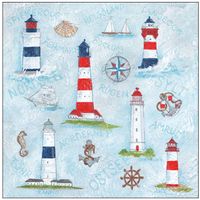 80x Tafel diner/lunch servetten 33 x 33 cm maritiem thema print