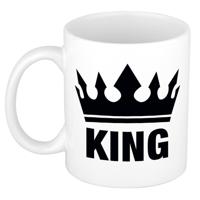 King koffiemok - cadeau beker - wit - voor een koning - 300 ml - keramiek - witen bekers