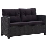 The Living Store Loungeset Poly Rattan - Zwart - 124 x 68 x 77 cm - Sterke constructie - thumbnail